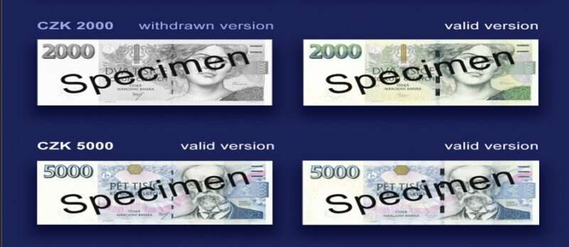 New and Old Czech Banknotes