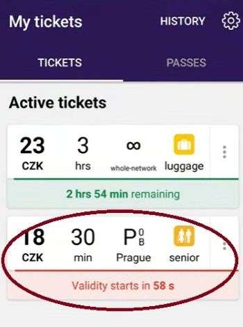 prague transport app litacka ticket activation countdown timer trap