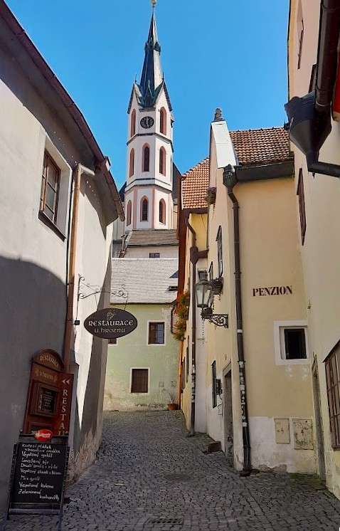 Prague to Cesky Krumlov. mix of Gothic, Renaissance, and Baroque architecture