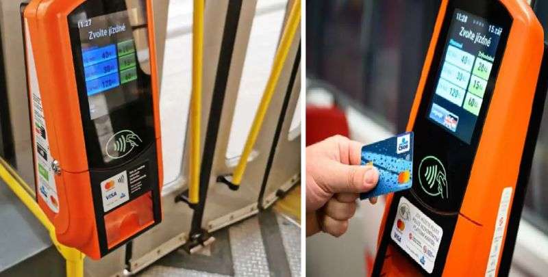 Venture Ticket machine inside Prague  tram or city bus  