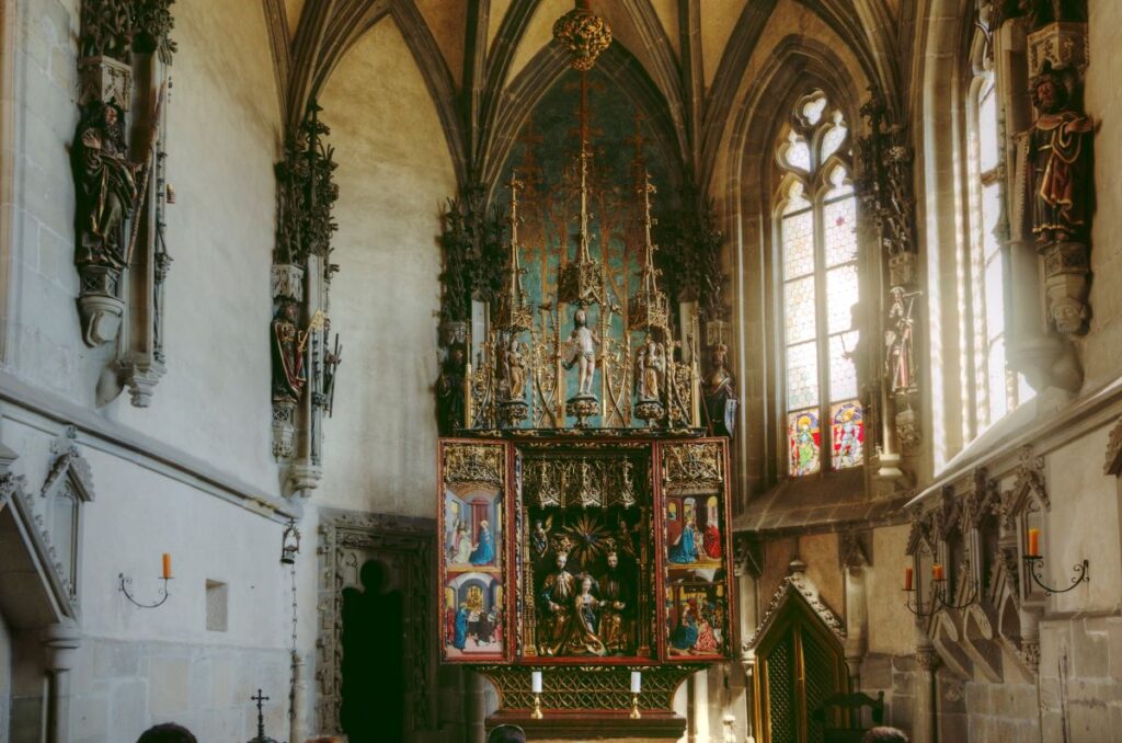 Gothic architecture inside the royal Křivoklát castle