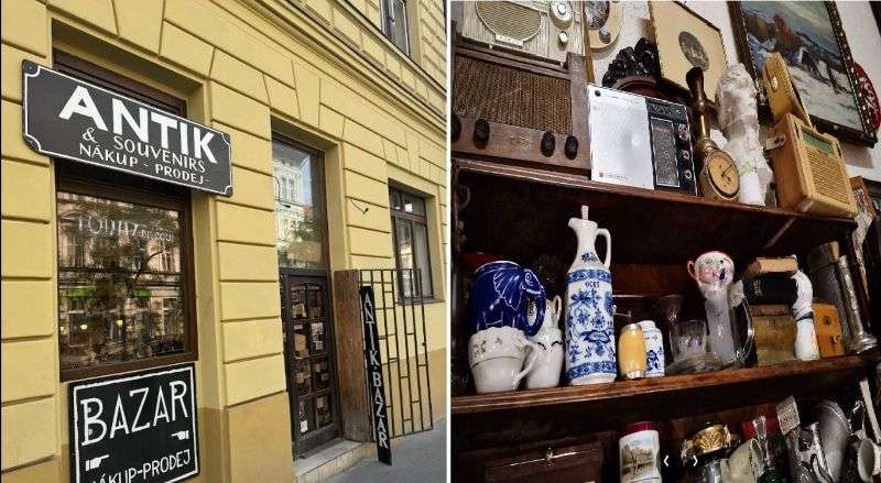 Hidden Antique-bazar (Ječná-38), outside and inside