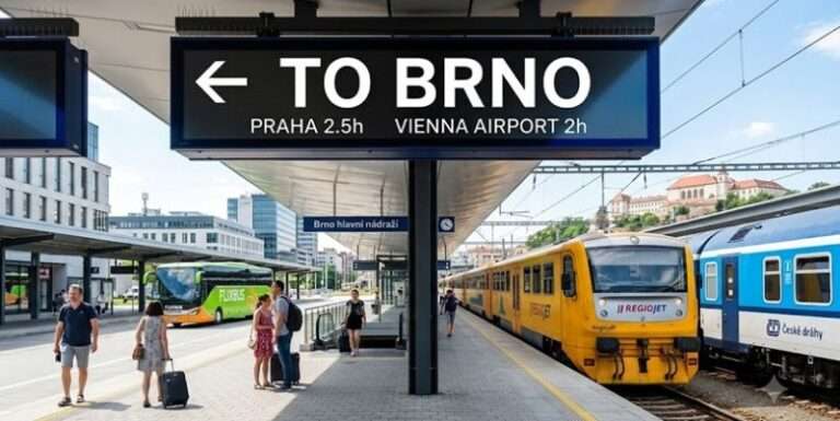 how to get to Brno: two main possibilities bus and train