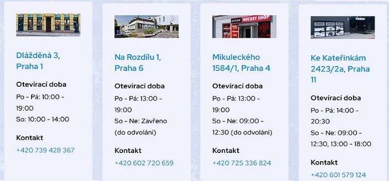 Specialized sports gear shop JB Sport addresses in Prague
