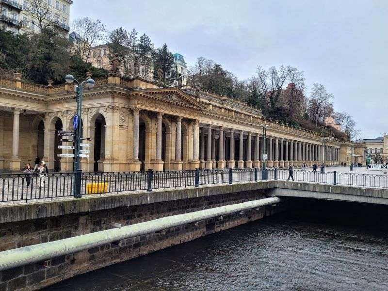 karlovy vary in winter, no sun and grey weather 