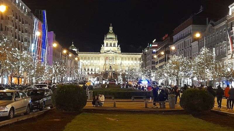 places to visit in Prague in winter: Vaclavske namesti illumination 