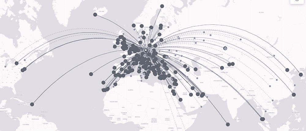 PRG destinations map